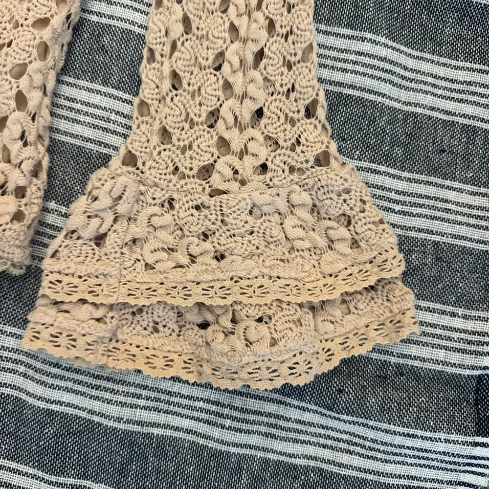 Free People Beige Crochet Knit Bell Sleeve Camisole